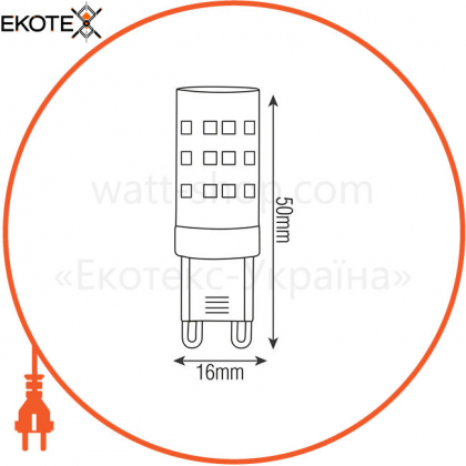 Лампа G9 SMD LED 6W 6400K 480Lm 220-240V пластик/25/200