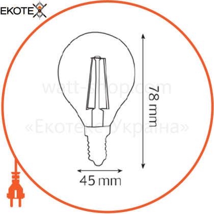 Лампа филамент LED 6W шарик Е14 4200К 700Lm 220-240V/100