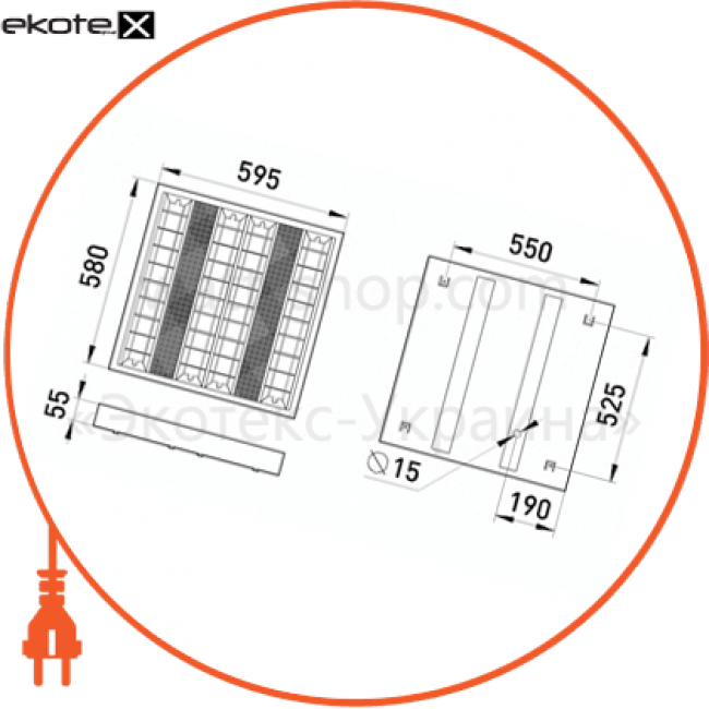 Enext l001202 светильник люминесцентный растровый накладной e.lum.raster.apparent.4.14.el с электронным балластом, лампа т5 4х14w