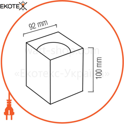 Светильник накладной галог. GU10 220 240V 92х92мм h 100мм.черный квадратный/30
