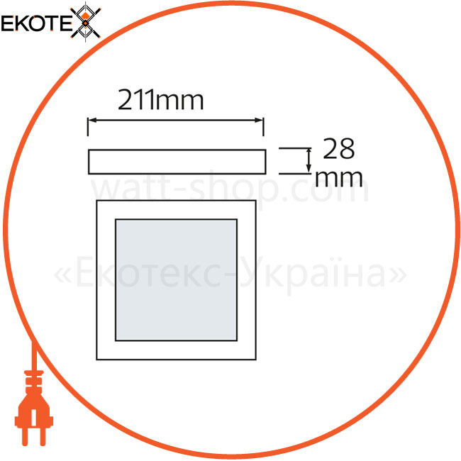 Светильник накладной LED 18W 6400K 1300Lm 100-265V 211мм ЧЕРНЫЙ квадратн./1/10