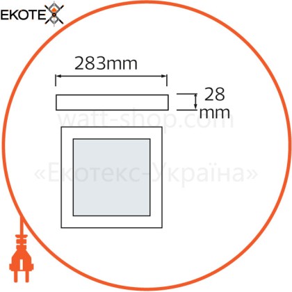 Світильник накладний LED 28W 6400K 1960Lm 100-265V 283мм ЧОРНИЙ квадратн./1/10