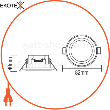 Светильник встроенный LED 5W 4200K 350Lm 170-265V d-82мм белый круглый. /1/50