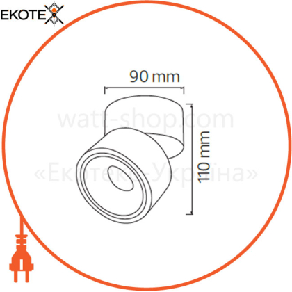 Світильник накладний поворот. LED 15W 4200K 1200Lm 100-265V d-100мм h-100мм білий кругл./1/30