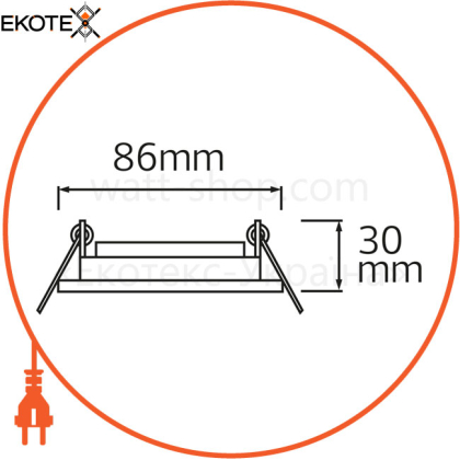 Светильник встроенный LED 9W 6400K 720Lm 160-265V d-86мм белый кругл./1/100