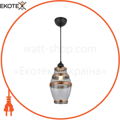 Светильник подвесной E27 250V плафон стекло 1,4м. медный/6