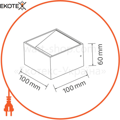 Светильник настенный LED 8W 4200K 520lm 100-240V 100мм. черный квадратный/1/20