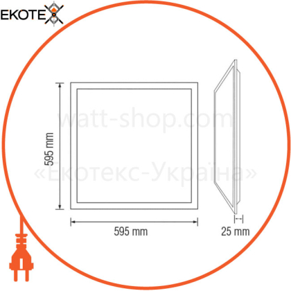 Панель встроенная LED 80W 6400K 5575Lm 175-265V 595x595x25мм. /10