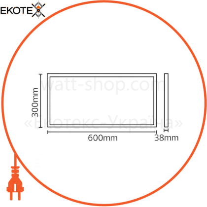 Панель накладная LED 36W 6400K 3000Lm 175-265V 300x600x38мм. Черная/1/10