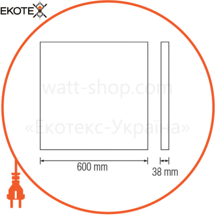 Панель накладная LED 48W 6400K 3800Lm 175-265V 600x600x38мм. черная/8