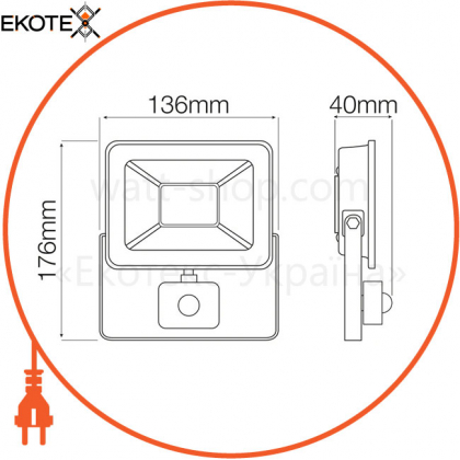 Прожектор с датчиками движения SMD LED 30W 6400K 3380Lm 175-250V IP65 черный/30