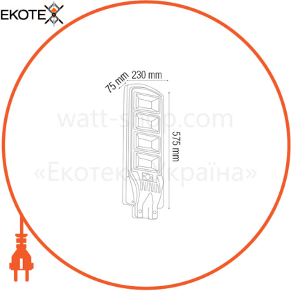 Світильник консольний з д/р. на сонячній панелі LED 300W 6400K 1567Lm 5м. чорний/1/3