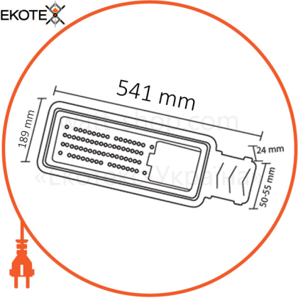 Светильник консольный SMD LED 150W 6400K 17600Lm 100-265V IP65 541x189мм. d-50-55 черный/10