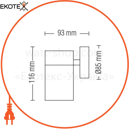 Светильник садово-парк.GU10 35W 220-240V IP44 116мм.настенный мат.хром без лампы/24