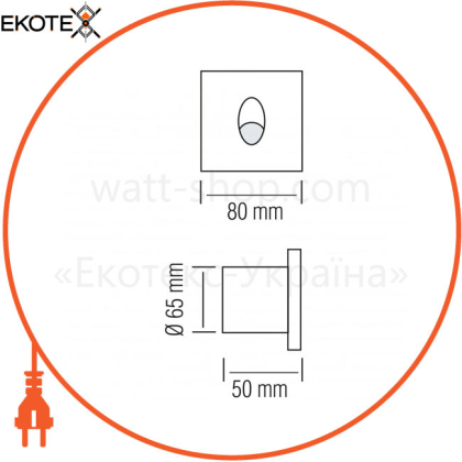 Светильник лестничный LED 3W 4000К 86Lm 185-264V 80*80мм.квадратный мат.хром/50