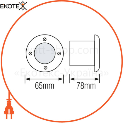 Светильник тротуарный LED 1W 100Lm 85-265V IP67 d-65мм.круглый мат.хром/50