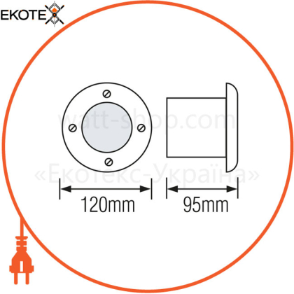 Светильник тротуарный LED 6W 600Lm 85-265V IP67 d-120мм.круглый мат.хром/12