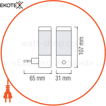 Ночник LED 0,4W 25Lm 220-240V 31x107мм. цилиндр красный/200