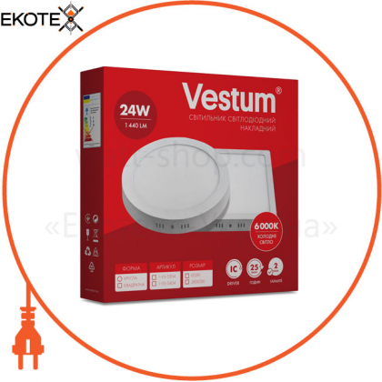 Светильник LED накладной круглый Vestum 24W 6000K 220V