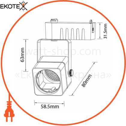 Светильник трековый MR16 GU10 220 240V белый квадратный/1/50