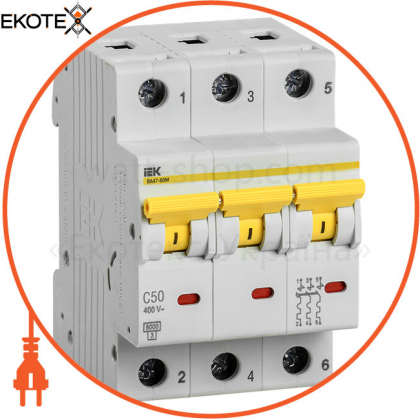 Выключатель автоматический ВА47-60M 3Р 50А 6кА С IEK