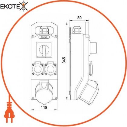 Enext 374 монтажный набор изм. 32а 3р+z 400v 2x16 2p+z 250v