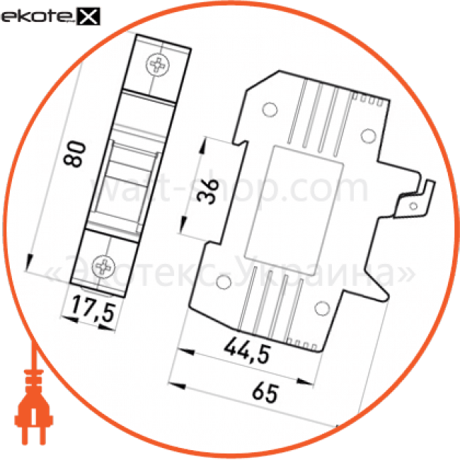 Enext i0300001 держатель предохранителя на дин-рейку e.fuse.1038.h1, под предохранитель 10х38, 1р, 32а