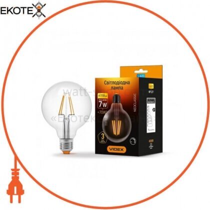 Videx 24313 led лампа videx filament g95fd 7w e27 4100k 220v диммерная