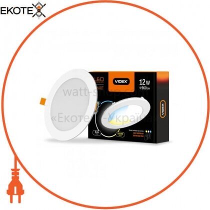 Videx 24628 led светильник с регулировкой цветности, встраиваемый круглый videx 12w 3000-6200k 220v с3