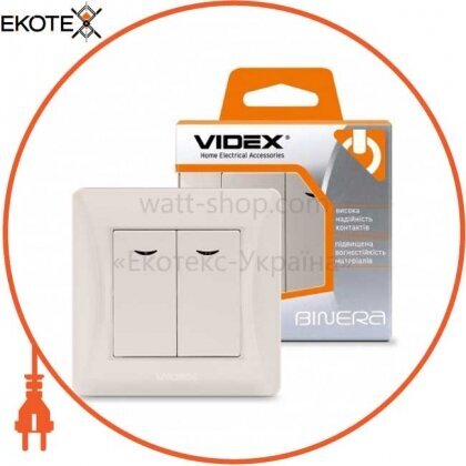Videx 24684 videx binera выключатель кремовый 2кл с подсветкой (vf-bnsw2l-cr) (20/120)