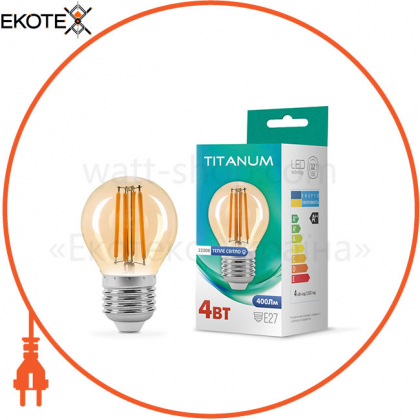 LED лампа TITANUM Filament G45 4W E27 2200K бронза