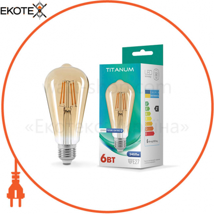 LED лампа TITANUM Filament ST64 6W E27 2200K бронза