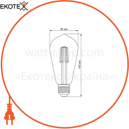 LED лампа TITANUM Filament ST64 6W E27 2200K бронза