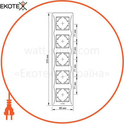 VIDEX BINERA Рамка белая 5 поста вертикальная (VF-BNFR5V-W) (12/48)