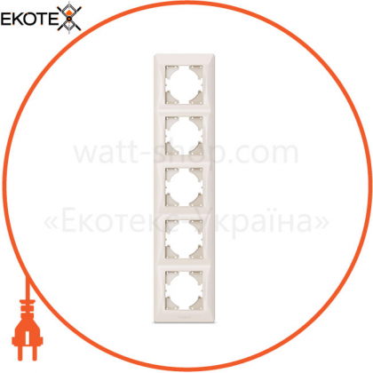 VIDEX BINERA Рамка кремовая 5 постов вертикальная (VF-BNFR5V-CR) (12/48)