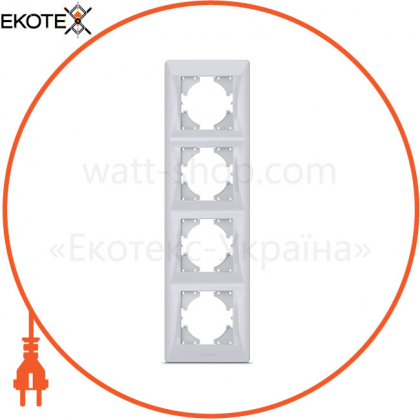 VIDEX BINERA Рамка серебряный шёлк 4 поста вертикальная (VF-BNFR4V-SS) (12/72)