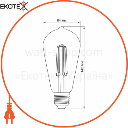 LED лампа VIDEX Filament ST64FA 10W E27 2200K бронза