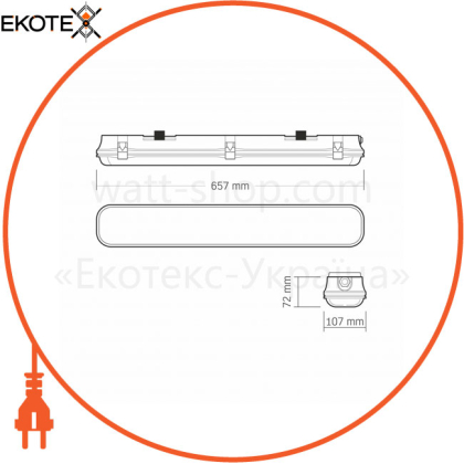 LED світильник IP65 лінійний під лампу 2хТ8 VIDEX 0,6М 220V