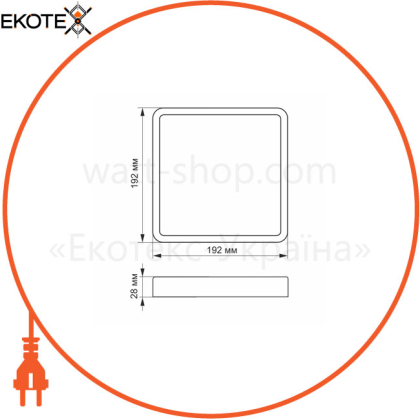 LED Светильник накладной квадрат VIDEX 18W 5000K Black