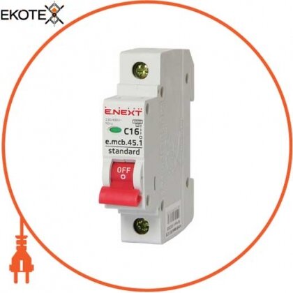 Enext s002008 модульный автоматический выключатель e.mcb.stand.45.1.c16, 1р, 16а, c, 4,5 ка