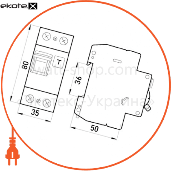 Enext i0230009 выключатель дифференциального тока (дифавтоматы) e.industrial.elcb.2.c16.300, 2р, 16а, с, 300ма