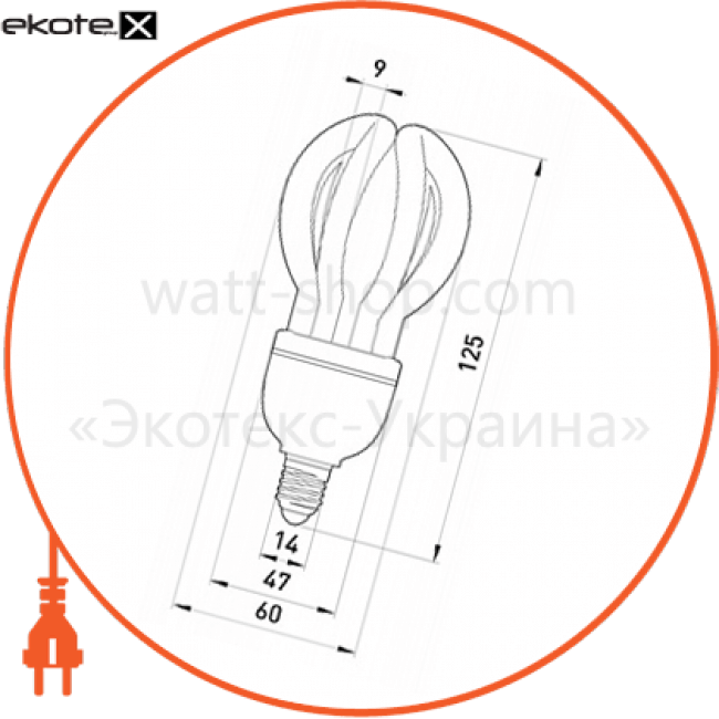 Enext l0320005 лампа энергосберегающая e.save.flower.e14.15.6400, тип flower, цоколь е14, 15w, 6400 к