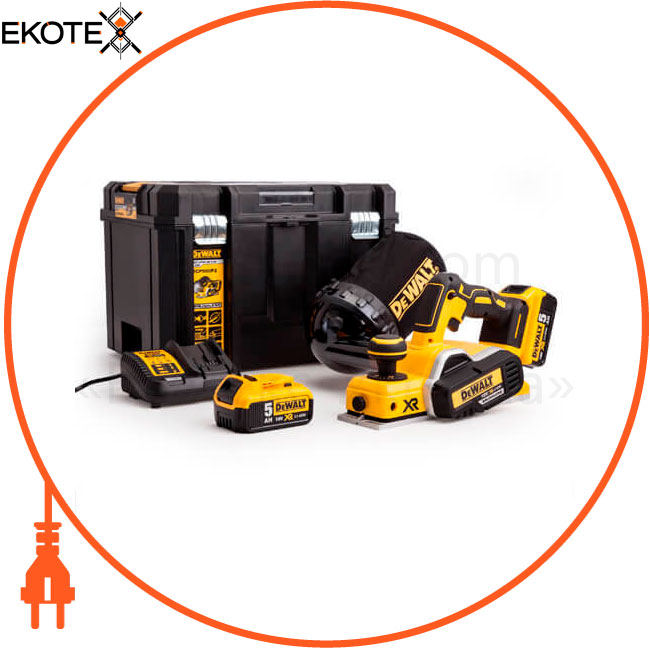 Рубанок акумуляторний бесщеточний DeWALT DCP580P2