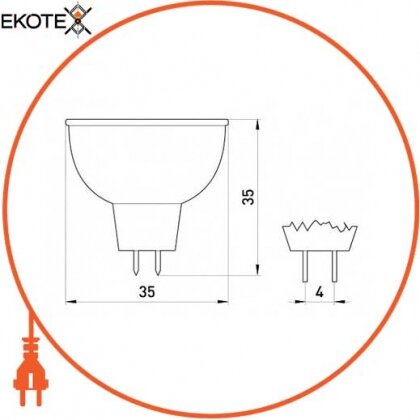 Enext l004014 лампа галогенная e.halogen.mr11.g4.12.50 с отражателем, цоколь g4, 12v, 50w