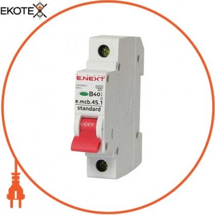 Enext s001012 модульный автоматический выключатель e.mcb.stand.45.1.b40, 1р, 40а, в, 4,5 ка