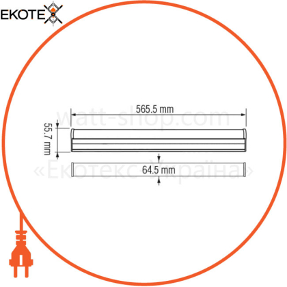 Светильник влаго. LED 20W 6400K 2100Lm 170 265V IP65 565,5x64,5мм/1/10