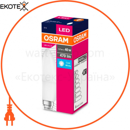 Лампа VALUE CL B40 5W/840 220-240V FR E14 10X1 OSRAM