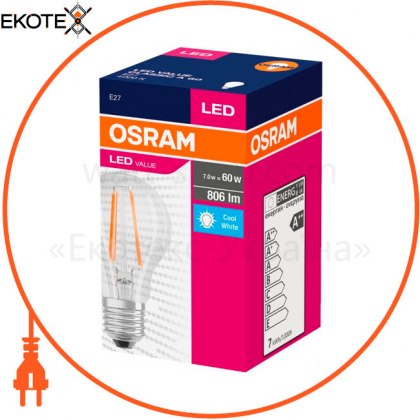 Лампа VALUE CLA60 7W/840 230V FIL E2710X1OSRAM