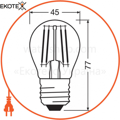 Лампа светодиодная LED CL P60 5,5W/827 230V FIL E27 6X1 OSRAM