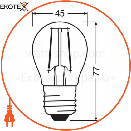 Лампа светодиодная LED CL P40 4W/827 230V FIL E27 6X1 OSRAM